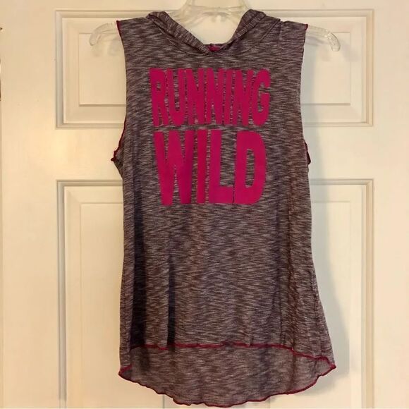 Tops - #EVCR Running Wild Hooded Sleeveless Top with Purple and White Stripes size M